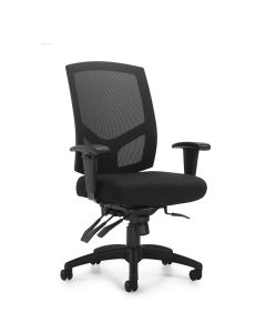 Offices to Go Black Mesh Back Multi-Function Task Chair with Back Height Adjustment